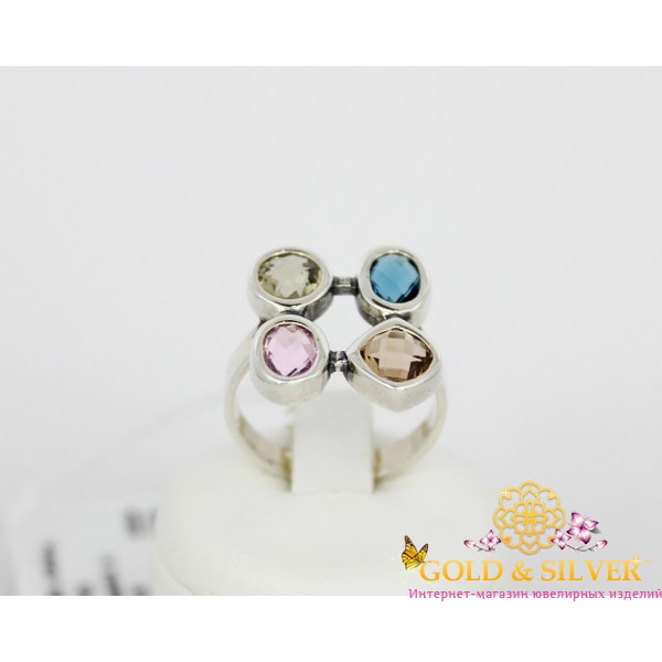 Жіноча каблучка срібна "Сендай" 10247 , Gold &amp Silver Gold & Silver, Украина